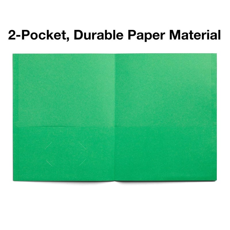 Staples 10% Recycled Smooth 2-Pocket Paper Presentation Folder, Green, 10/Pack (13379-US) - Image 3